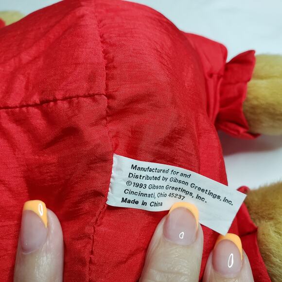 Vintage Gibson Cuddles Clown Bear Red Teddy Plush Stuffed Animal - Picture 5 of 7